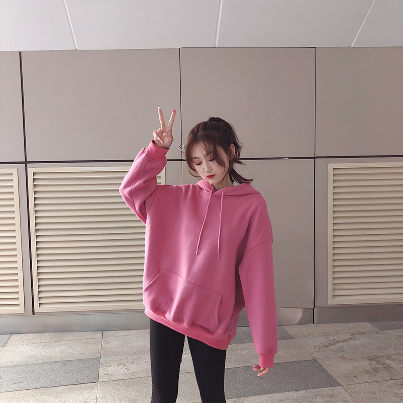 chic上衣慵懶風寬松衛衣女秋冬2018新款韓版加絨加厚顯瘦長袖上衣